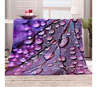 KBDQGX Sherpa Throw Blanket 3D Purple Leaves Pattern Soft Fluffy Flannel Fleece Blanket, Warm Thick Velvet Plush Couch Sofa Throw, Cozy Winter Single Bed Blankets For Kids 70X100Cm