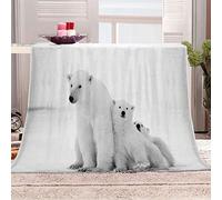 KBDQGX Sherpa Throw Blanket 3D White Polar Bear Pattern Soft Fluffy Flannel Fleece Blanket, Warm Thick Velvet Plush Couch Sofa Throw, Cozy Winter Single Bed Blankets For Kids 150X150Cm