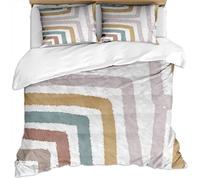 KBDQGX Single Duvet Cover Set 3 Pcs 3D White Background Geometric Fold Line Contrast Color Simple Colorful Art Rainbow Printed Pattern Single Bedding Sets 135X200Cm With Zipper Closure And 2 Pillow