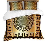 KBDQGX Super King Duvet Cover Sets 260X220Cm 3D Gold And Black Volute Pattern Round Brocade Abstract Classical Art Printed Pattern Ultra Soft Fluffy Microfiber Quilt Cover, 3 Pieces Bedding Set Wit