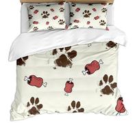 KBDQGX Super King Duvet Cover Sets 260X220Cm - Cute Animal Footprints On White Background 3 Piece Ultra Soft Fluffy Microfiber Bedding Set Quilt Cover With 2 Pillowcases, Zipper Closure, For Kids/B