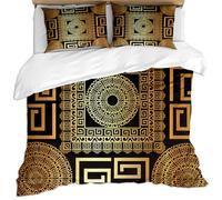 KBDQGX Super King Size Duvet Cover Sets 260X220Cm 3 Pcs 3D Black Gold Geometric Luxury Abstract Classical Art Printed Bedding Set With Zipper Soft And 2 Pillowcases, Ultra Soft Easy Care Adults Mic