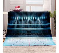 KBDQGX Super Soft Thickened Flannel Couch Blanket Baby Size 150X180Cm Sherpa Fleece Throw Blanket Ice Hockey Rink Printed Pattern Fluffy Comfy Warm Microfiber Plush Sofa/Bed Blanket