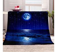 KBDQGX Super Soft Thickened Flannel Couch Blanket Baby Size 70X100Cm Sherpa Fleece Throw Blanket Blue Starry Sky Night Scene Printed Pattern Fluffy Comfy Warm Microfiber Plush Sofa/Bed Blanket