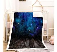 KBDQGX Super Soft Thickened Flannel Couch Blanket Baby Size 70X100Cm Sherpa Fleece Throw Blanket Blue Starry Night Sky Printed Pattern Fluffy Comfy Warm Microfiber Plush Sofa/Bed Blanket