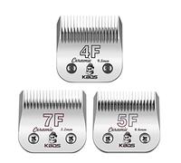 KBDS 4F/5F/7F 3PACKS Detachable Ceramic Pet Clipper Blades,Compatible with Most Andis,Oster,Wahl KM Series A5 Clippers,Made of Ceramic Blade Cutter and Carbon Steel Bottom Blade