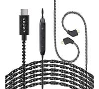 KBEAR KS1 IEM Cable, 2 Meter Type-C USB C Earbuds Cable, KBEAR CX01 OFC in Ear Monitor Headphone Extension Cords for CCZ DC01 Pro, Melody, DC02, DC03, MC02, KS2, Storm (TFZ-Pins with Mic, Black, 2m)