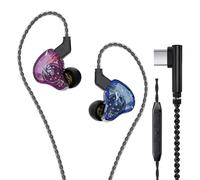 KBEAR KS2 iem, in Ear Monitor Headphones Hybrid 1BA 1DD Wired Earbuds Stereo Bass HiFi IEM Earphone Noise Cancelling High Resolution with Detachable Cable for Gaming (USBC With Mic, Blue-Purple)