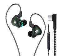 KBEAR KS2 iem, in Ear Monitor Headphones Hybrid 1BA 1DD Wired Earbuds Stereo Bass HiFi IEM Earphone Noise Cancelling High Resolution with Detachable Cable for Running Gaming (USBC With Mic, Green)
