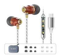 KBEAR KW1 USB Type C Headphones In-Ear Headphones with Microphone and Volume Control, Wooden Cable Earbuds with Rich Dynamics, OFC Silver Plated Cable DAC Chip Earbuds for Samsung Galaxy Pixel with