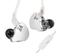 KBEAR NZ02 Gaming Earbuds, Metal Zinc Alloy Cover, 10mm Dual-Magnet Driver in Ear Monitor, 3D Surround Sound, Low Latency Wired Gaming Headset for PC/PS5/Switch/Mobile/FPS/Streaming (Silver, With Mic)