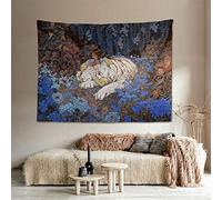 KBEAZY Beauty and the Beast Tapestry Girl with White Tiger Tapestry Jungle Forest Flower Bush Animal Tapestry, Art Wall Hanging Home Decoration Tapestry for Bedroom Living Room, 59.1x51.2 inch