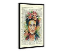 KBECNAU Frida Kahlo Vintage Dictionary Art Poster Canvas Poster Wall Art Decor Print Picture Paintings for Living Room Bedroom Decoration 24x36inch(60x90cm)