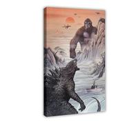 KBECNAU Godzilla Vs. Kong Vintage Poster Canvas Poster Wall Art Decor Print Picture Paintings for Living Room Bedroom Decoration 16x24inch(40x60cm)