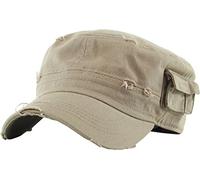 KBETHOS Cadet Army Cap Basic Everyday Military Style Hat (Now with STASH Pocket Version Available), Khaki Vintage With Pocket, M