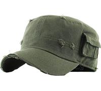 KBETHOS KBK-1465 OLV L Vintage Distressed Cadet Army Cap Basic Everyday Military Style Hat