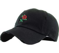 KBETHOS KBSV-124V BLK Rose Vintage Distressed Dad Hat Baseball Cap Polo Style Adjustable