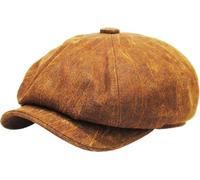 KBETHOS Leather Ascot Made in USA Ivy Collection Classic Newsboy Caps, (B) Leather - Light Brown, S-M
