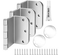 KBH APPLICATIONS 3-Pack Contemporary Offset Door Hinges, Brushed Nickel, Metal, 3.5 Inch, 5/8" Radius Corner, Swing Clear, Heavy Duty Hardware