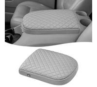 KBH Center Console Armrest Cover for 2001 2002 2003 F150, Crew Cab XLT, Lariat, PU Leather, Arm Rest Lid Cushion Pad, Anti-Scratch, Gray (Fits Bucket Seat Console Only)