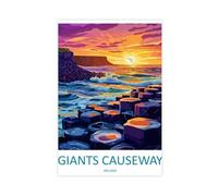 KBHJAOG Giant's Causeway Cartoon Travel Poster Canvas Poster Bedroom Decor Landscape Office Room Decor Gift 16x24inch(40x60cm)