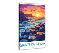 KBHJAOG Giant's Causeway Cartoon Travel Poster Canvas Poster Wall Art Decor Print Picture Paintings for Living Room Bedroom Decoration 20x30inch(50x75cm)