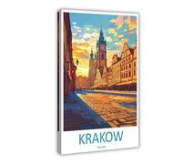 KBHJAOG Krakow Travel Poland Art Historic City Poster Canvas Poster Bedroom Decor Landscape Office Room Decor Gift 08x12inch(20x30cm)