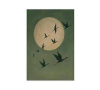 KBHJAOG Minimalist Crane Moon Poster - Soothing Bird Canvas Poster Wall Art Decor Print Picture Paintings for Living Room Bedroom Decoration 16x24inch(40x60cm)