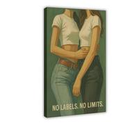 KBHJAOG No Labels No Limits - Queer Feminist Couple Art Canvas Poster Bedroom Decor Landscape Office Room Decor Gift 12x18inch(30x45cm)
