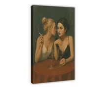 KBHJAOG Romantic Bar Art- Intimate Lesbian Couple Decor Canvas Poster Bedroom Decor Landscape Office Room Decor Gift 12x18inch(30x45cm)