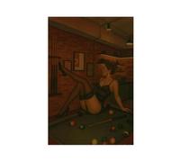KBHJAOG Seductive Billiards Pin Up Poster - Femme Fatale Bar Canvas Poster Bedroom Decor Landscape Office Room Decor Gift 24x36inch(60x90cm)