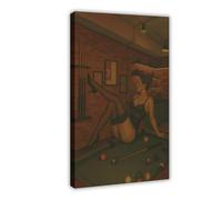 KBHJAOG Seductive Billiards Pin Up Poster - Femme Fatale Bar Canvas Poster Wall Art Decor Print Picture Paintings for Living Room Bedroom Decoration 24x36inch(60x90cm)