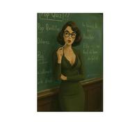 KBHJAOG Sexy Teacher Art - Retro Classroom Femme Fatale Canvas Poster Bedroom Decor Landscape Office Room Decor Gift 08x12inch(20x30cm)