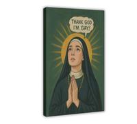 KBHJAOG Thank God I'm Gay Poster Canvas Poster Wall Art Decor Print Picture Paintings for Living Room Bedroom Decoration 20x30inch(50x75cm)
