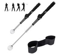 KBIBCK 2 Pcs Golf Training Aids, Retractable Golf Grip Training Aid, Golf Swing Trainer Arm Band, Posture Correction Alignment, Golf Alignment Sticks Golf Swing Training Aid for Beginners Men Women