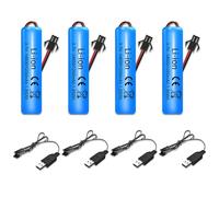 KBIBCK 2 PCS Li-ion Battery 3.7V 1200mAh,Rechargeable Lithium Batteries with Usb Charger SM-2P Plug Connector,Universal Li-ion Battery 14500 for RC Car Off Road Truck Jumper Vehicle Drift MonsterToys