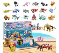 KBIBCK 24 PCS Mini Building Blocks,Ocean Animal Building Blocks Set, Mini Ocean Building Toys with Whale,STEM Educational Toys,Ocean World Building Sets for Boys Girls Birthday Party Favors