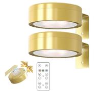 KBIBCK 2PCS Picture Lights for Wall,Wireless Picture Light, Magnetic Wall Light with Remote& 3 Color Temps, PictureFrame Lights，Rechargeable PaintingLights for Painting, Portrait, Art Frame(Gold)