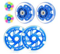 KBIBCK 4 PCS Scooter Wheels 80mm & 120mm, LED Flash Rear Wheel, Scooter Replacement Wheels with ABEC-7 Bearings, ChildrensScooter Accessories for Rocking Cars, Extreme Cars, Scooters (Blue)