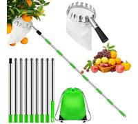 KBIBCK 4M Fruit Picker, Apple Picker with Telescopic Handle,Long Reach FruitPicker with Lightweight Pole & Storage Bag,Fruit Grabber Easy to Assemble Tree Pickers for Cherry Berry Orange Lemon Pear