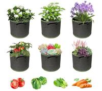 KBIBCK 5 Gallon Grow Bags, 6-Pack Plant Grow Bags, Non Woven Fabric Plant Pots, Garden GrowBags with Handles,Heavy Duty Breathable Vegetable PlanterBags,GrowBags for Potatoes Tomatoes Flower Fruits