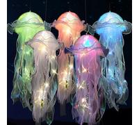KBIBCK 5 Pcs Jellyfish Light, Hanging Jellyfish Lamp, Jellyfish Night Light, Mermaid Jellyfish Lanterns, Light Up Jellyfish Lamp for Ocean Theme Party Baby Kids Girl Party Supplies Birthday Gift