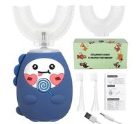 KBIBCK 5PCS Kids Electric Toothbrush,U-Shaped 360° Ultrasonic Toothbrush,U Shaped Toothbrushes with 2 Replacement Heads & 2 Straight Brush Head,Kids Toothbrushes for 2-6 Years Old Boys Girls(Blue)