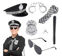 KBIBCK 6pcs Police Costume Accessories, Police Costume Women, Sexy POLICE Outfit Women, Halloween Party Dress Up for WomeN/Ladies,Helloween Carnival Pretend Play