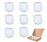 KBIBCK 8 Pcs White Ceramic Milk Jug, Mini Creamer Jug, Small Porcelain MilkJug, White Ceramic Mini Milk Jug, for Coffee Shops,Hotels etc, Also a Good Gift for Family and Friends(45ml)