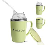 KBIBCK Adult Sippy Cups for The Elderly Non Spill, 3 in 1 Sippy Cup for Adults, 350ml Beakers for Elderly with Lid and 30cm Straw, with Handle,Stainless Steel Dysphagia Cups with Handle for Patient