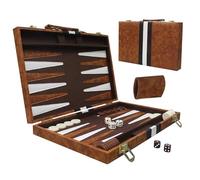 KBIBCK Backgammon Set, Travel Backgammon, 11 inch Wooden Board Game Portable, Two Versus Puzzle, Tactical Board for Adults and Kids, Classic Strategy 2 players, Checkers Pieces (Brown)