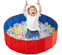 KBIBCK Ball Pit, Foldable Baby Ball Pit, 80 CM Kids Ball Pit for Children Girls Boys, Nursery Baby Playpen, Portable Baby Round Ocean Ball Pool for Dogs Cats Indoor Outdoor, Balls Not Included (Red)