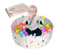 KBIBCK Ball Pit, Foldable Baby Ball Pit, 80 CM Kids Ball Pit for Children Girls Boys, Nursery Baby Playpen, Portable Baby Round Ocean Ball Pool for Dogs Cats Indoor Outdoor, Balls Not Included (Beige)