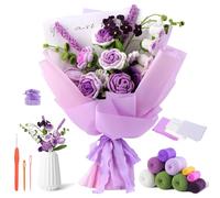 KBIBCK Bouquet Crochet Kit, Crochet Flowers, Beginners Crochet Kit with Step-by-Step Video Tutorials for DIY Craft Creations, Mother's Day, Birthday,Flower Crochet Kit for Adults, Kids, Mom (Purple)